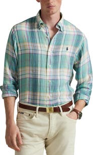 Polo Ralph Lauren Classic Fit Plaid Linen Button-Down Shirt