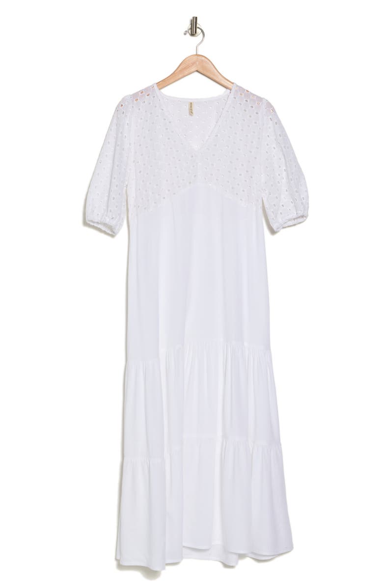 BOHO ME Tiered Short Sleeve Maxi Dress, Alternate, color, White