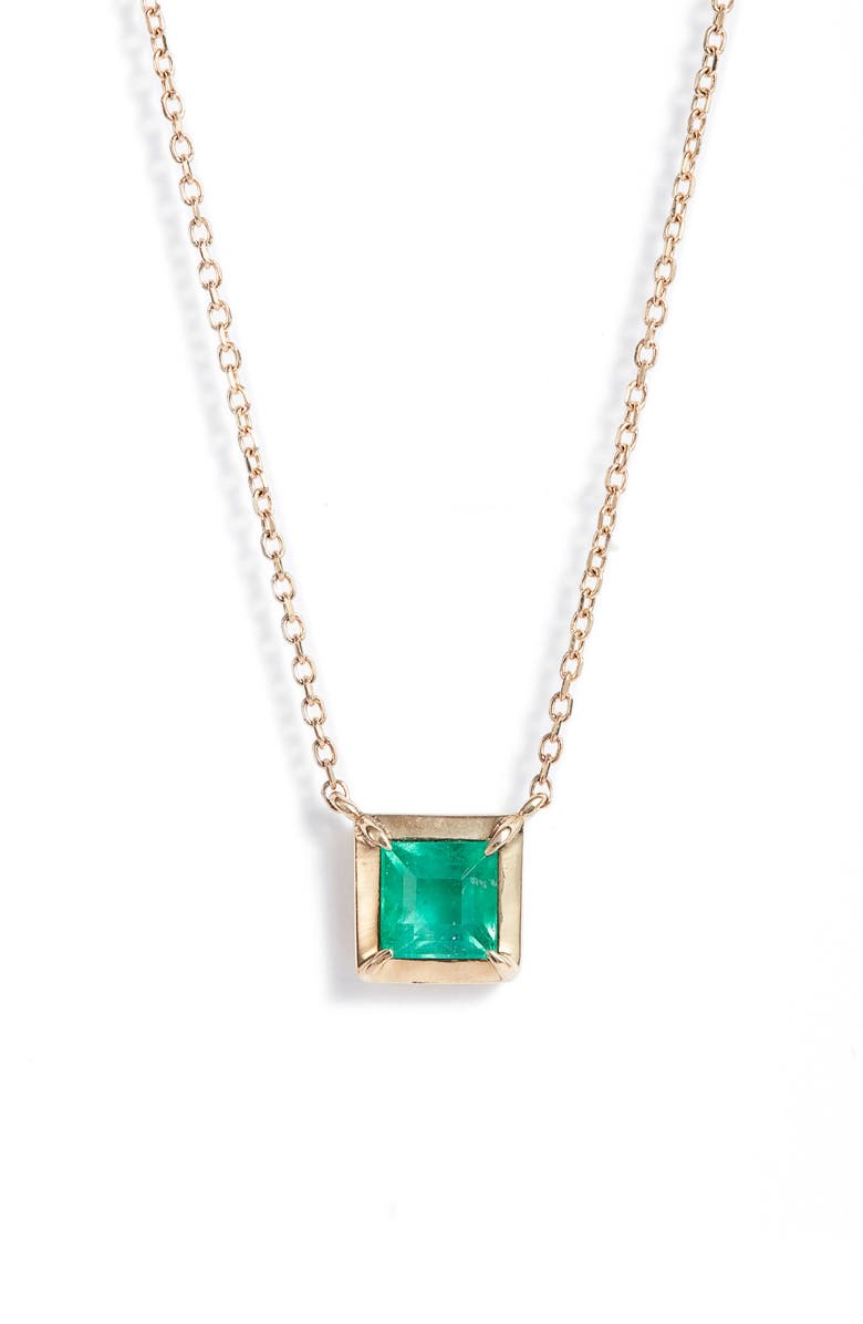 Anzie Cléo Melia Carre Green Onyx Pendant Necklace, Main, color, Green Gold