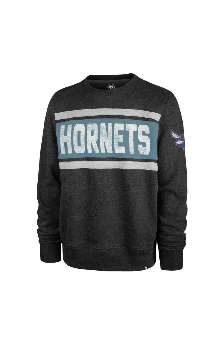'47 Men's '47 Heather Black Charlotte Hornets Tribeca Emerson Pullover Sweatshirt, Alternate, color, Heather Black