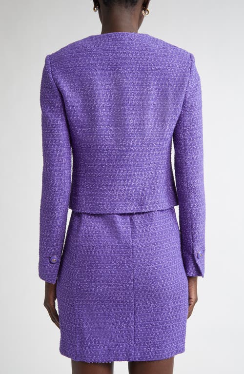 St John St. John Collection Ribbon Tweed Crop Jacket In Purple