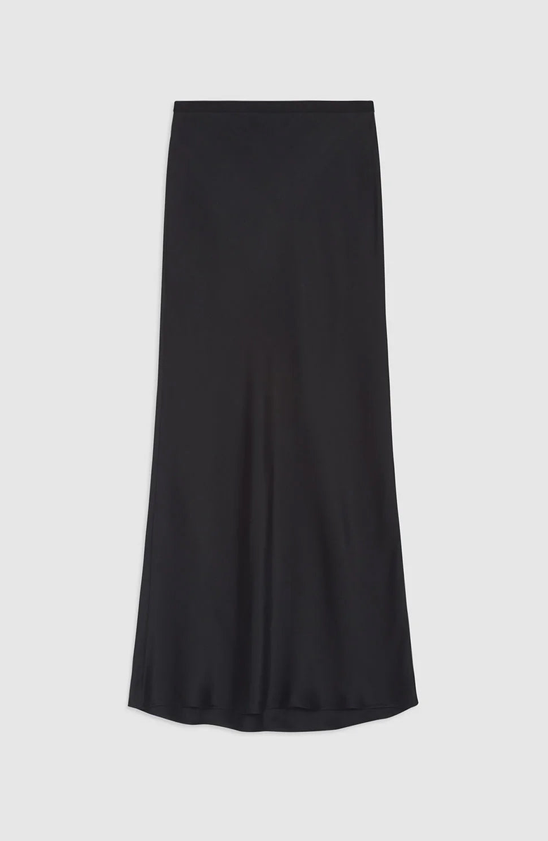 ANINE BING Bar Silk Skirt, Alternate, color, Black