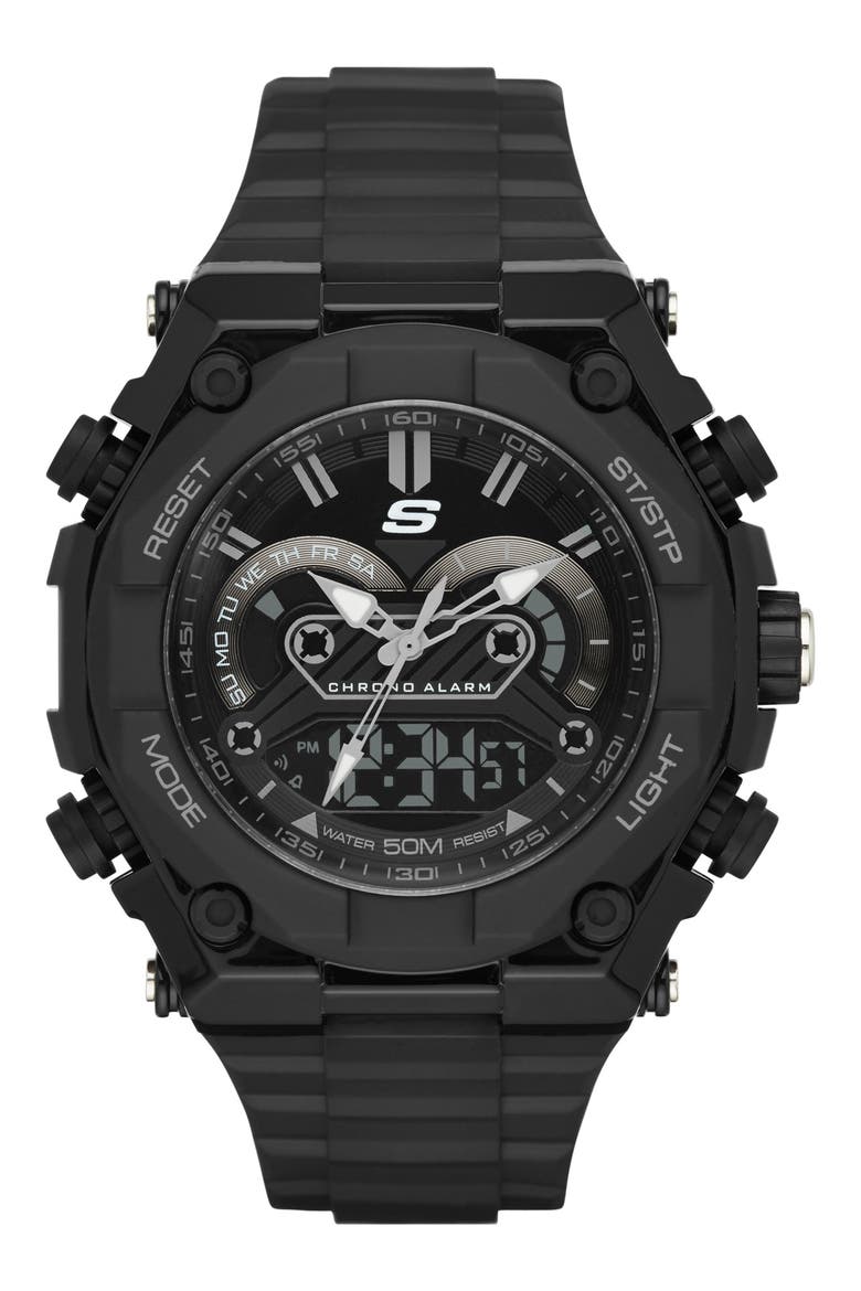 El Segundo Digital & Analog Sport Watch, 50mm, Main, color, BLACK
