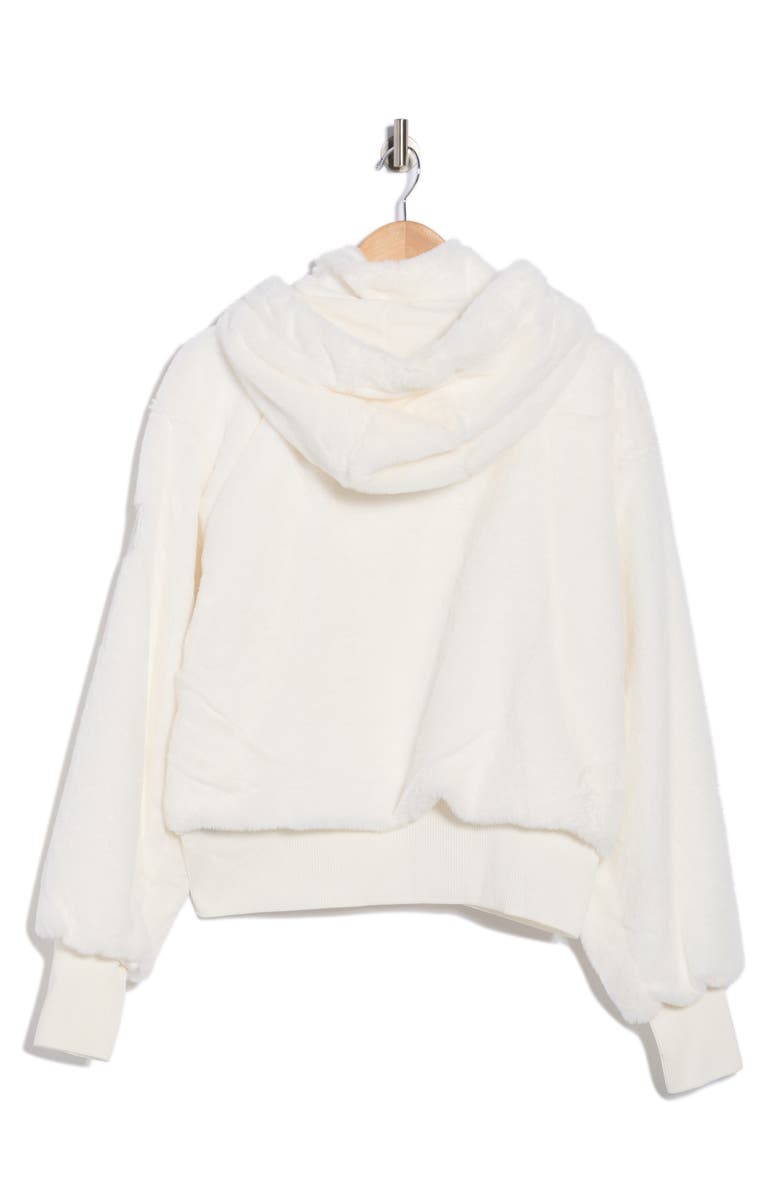 DKNY Faux Fur Zip Jacket with Removable Hood, Alternate, color, Ivory