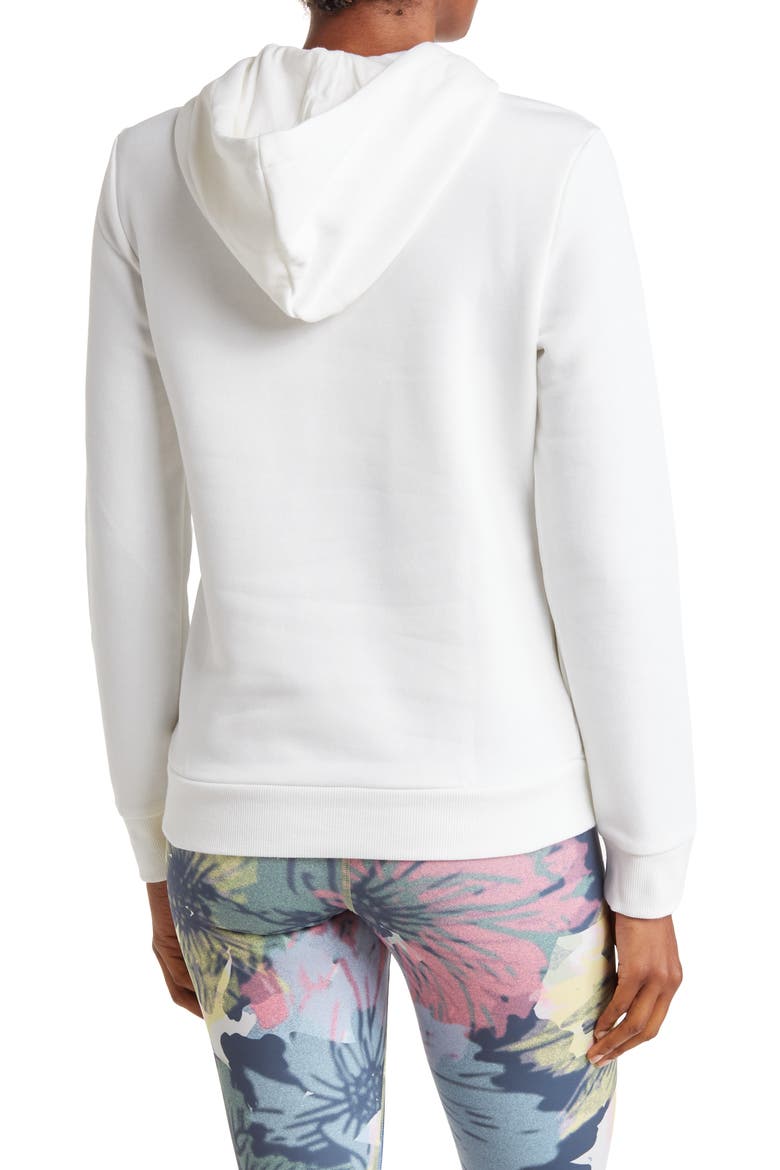 Loungewear Essentials Logo Fleece Pullover Hoodie, Alternate, color, WHITE/ BLACK