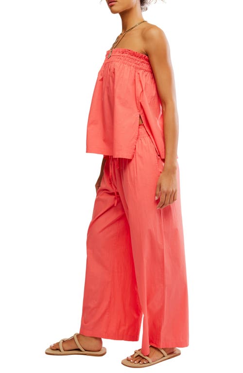 Free People Corfu Tube Top & Wide Leg Pants Set In Sugar Coral