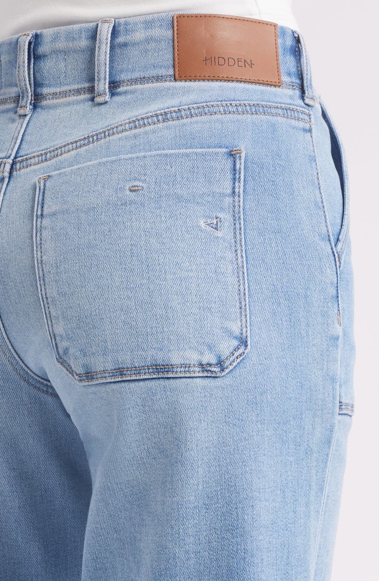 HIDDEN JEANS High Waist Raw Hem Wide Leg Dad Jeans, Alternate, color, Medium Wash
