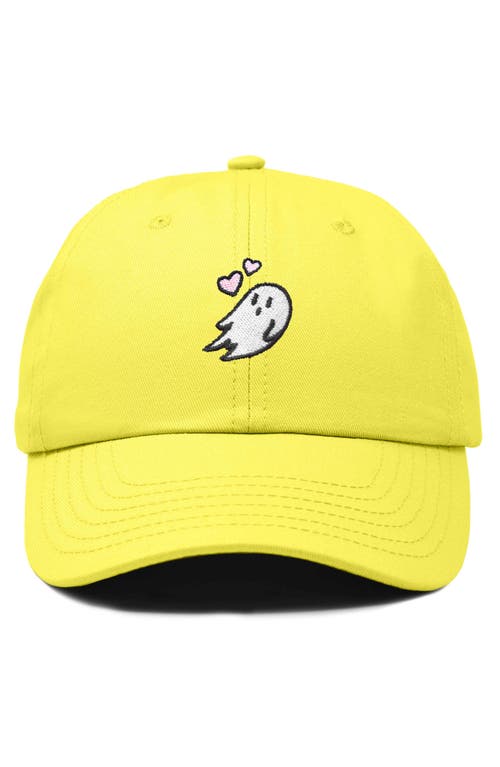 Dalix Heartly Ghost Embroidered Cap In Yellow