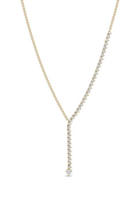 Tennis 14k Gold Diamond Lariat Necklace