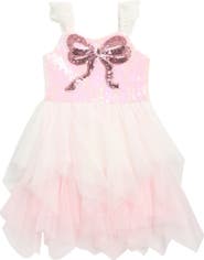 Zunie Sequin Bow Ruffle Tulle Dress