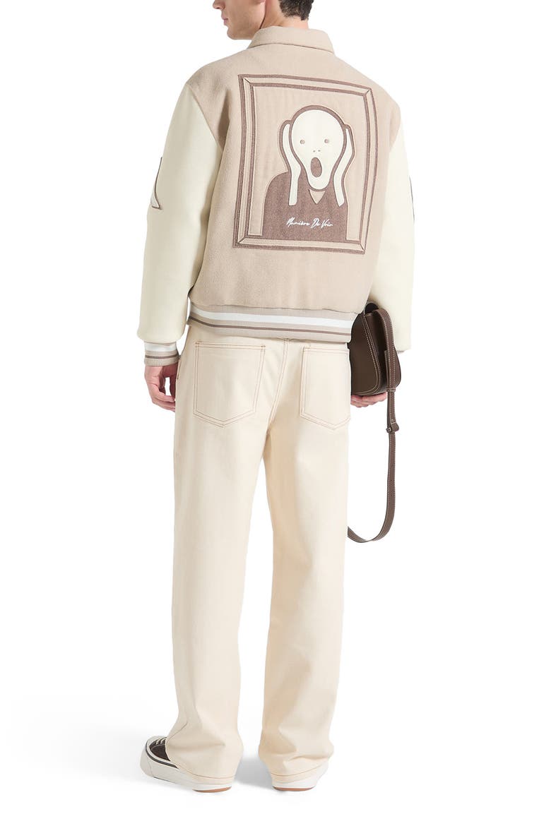 Le Galerie Wool-Blend Varsity Jacket, Alternate, color, Beige