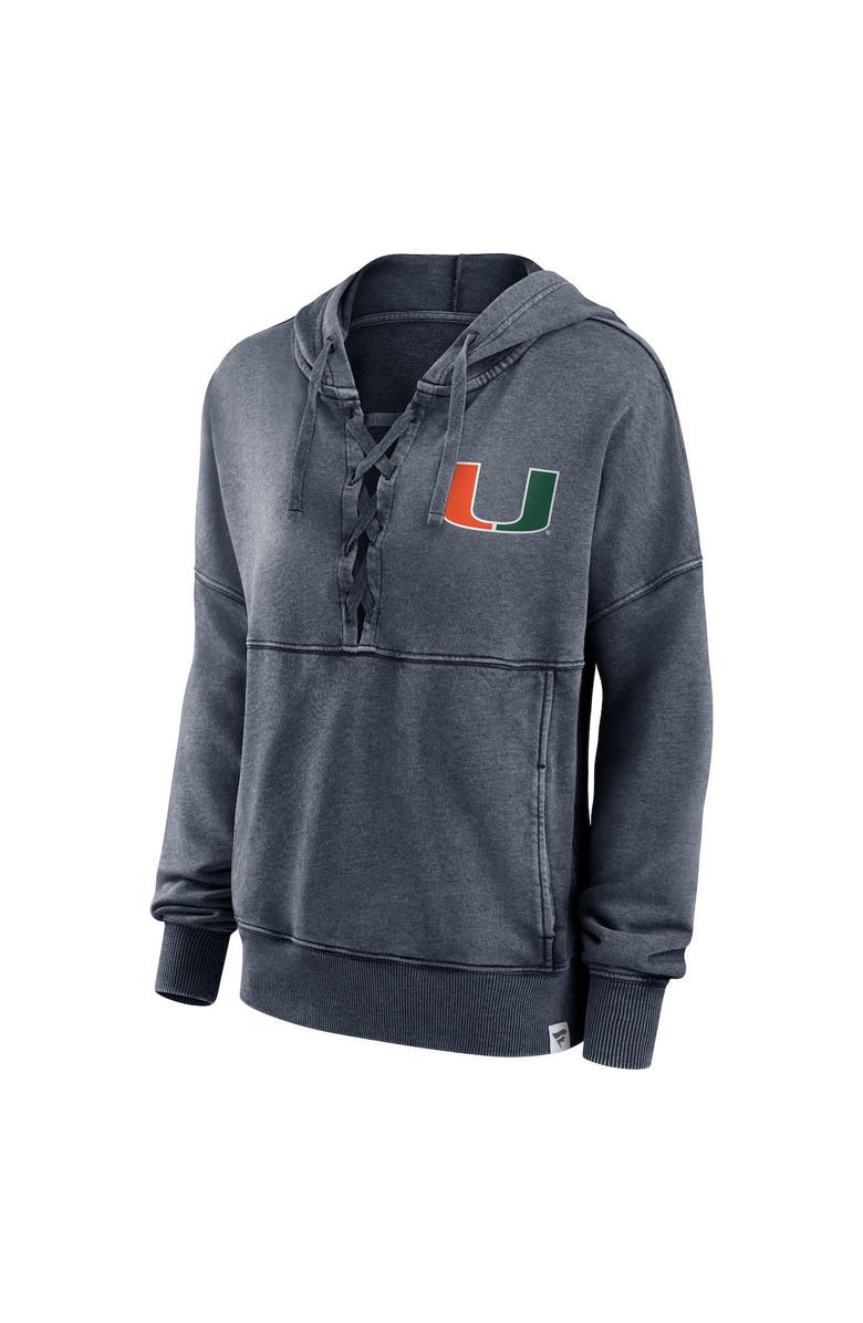 FANATICS Women's Fanatics Branded Heathered Charcoal Miami Hurricanes Overall Speed Lace-Up Pullover Hoodie, Alternate, color, 