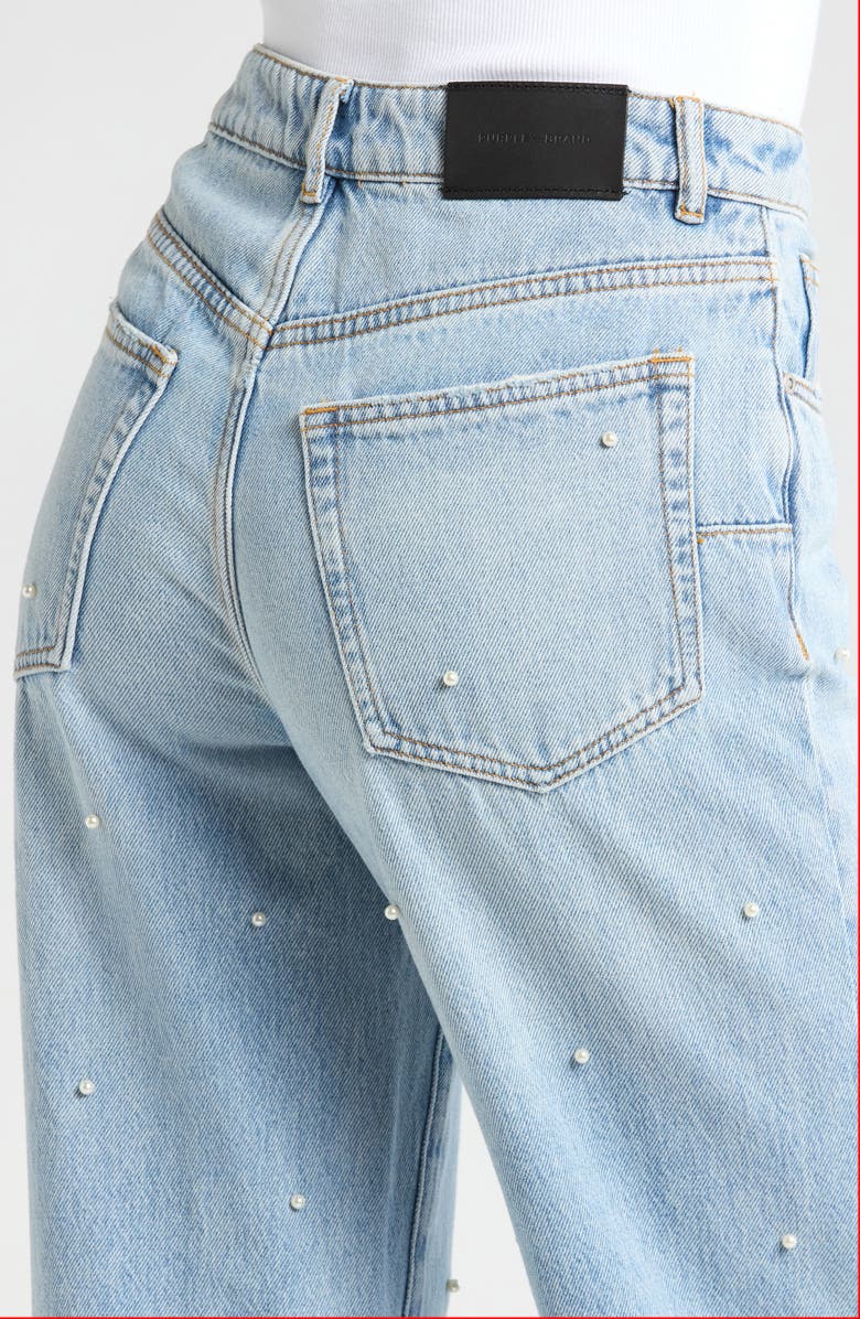 PURPLE BRAND Imitation Pearl Hotfix High Waist Wide Leg Jeans, Alternate, color,