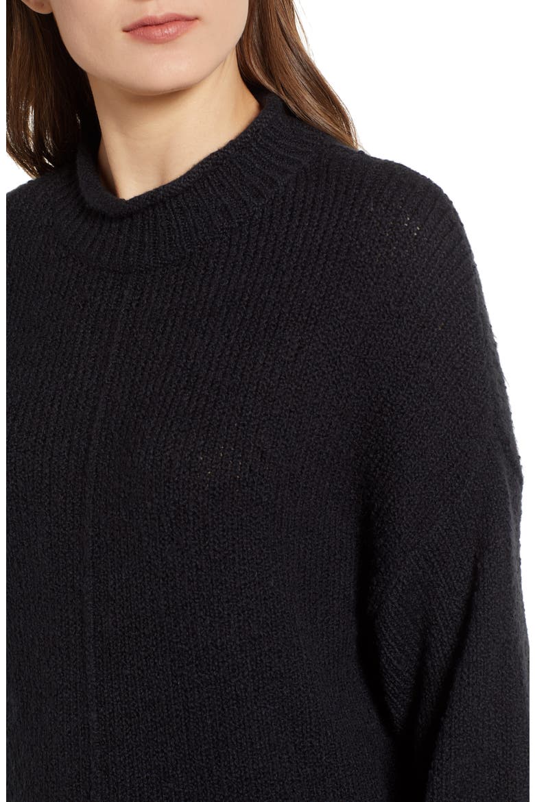 Balloon Sleeve Sweater, Alternate, color, BLACK