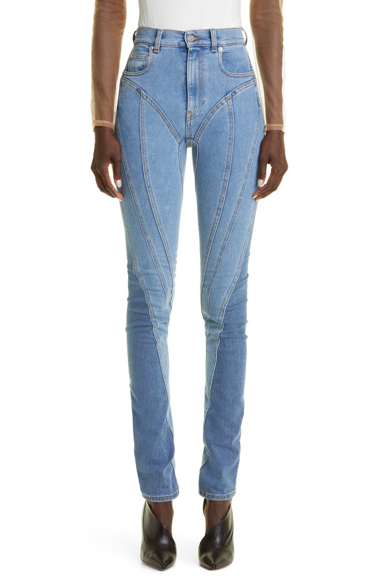 MUGLER Spiral Seam Skinny Jeans, Main, color,