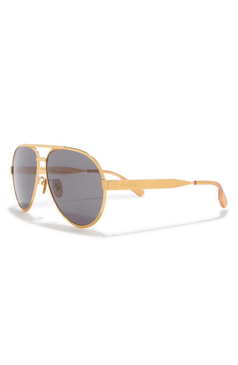 Gucci 64mm Pilot Sunglasses, Alternate, color, Gold Gold Grey