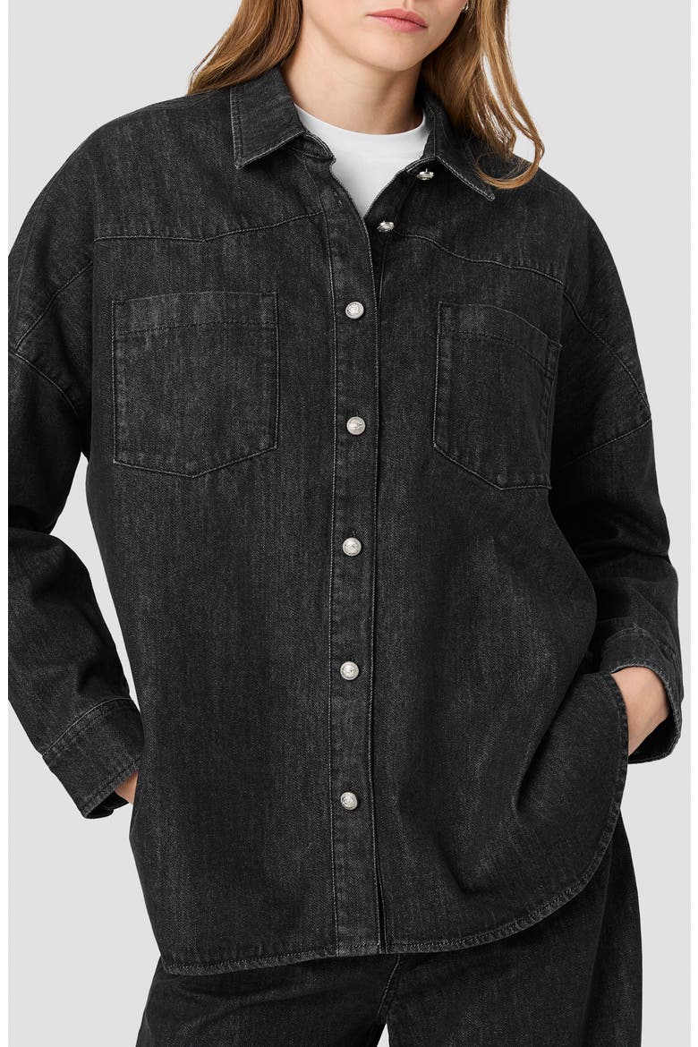 Elton Denim Button Down Shirt, Main, color, WASHED BLACK