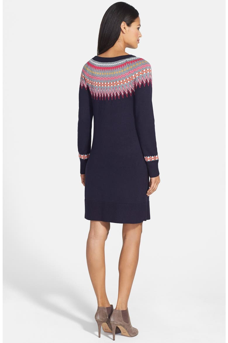 Fair Isle Sweater Dress, Alternate, color, NAVY