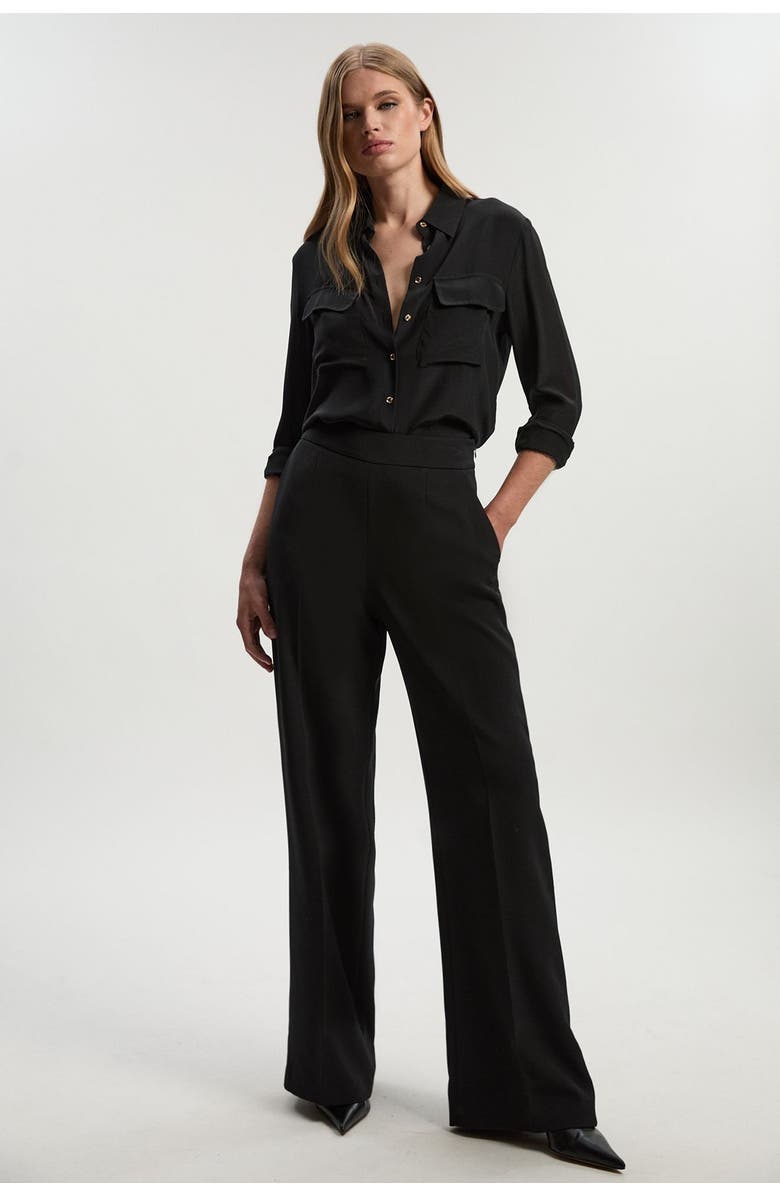 Karen Millen Archive Satin Kickflare Trouser, Alternate, color, Black