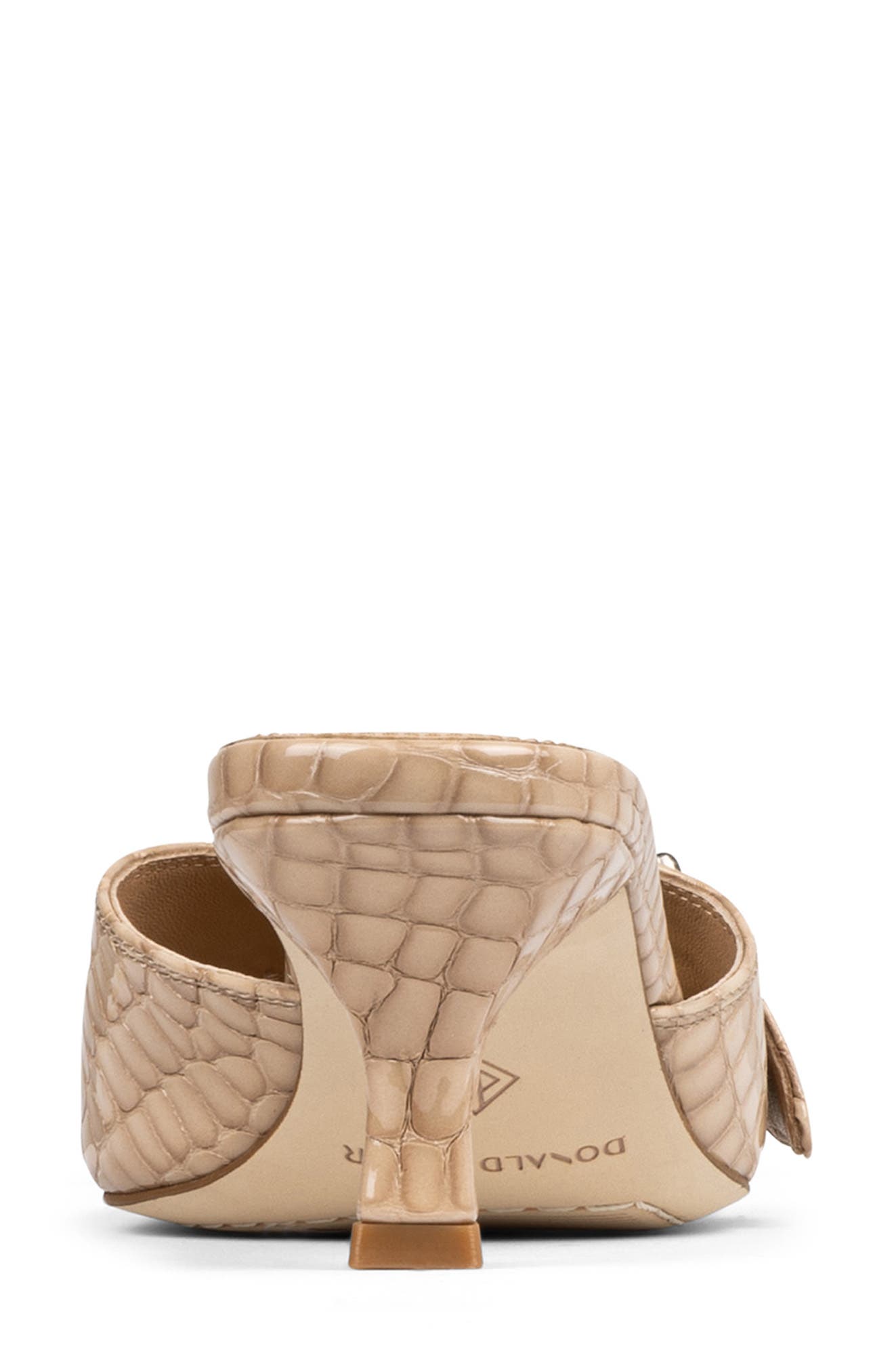 Donald Pliner Buckle Croc Embossed Slide Sandal, Alternate, color, Sand