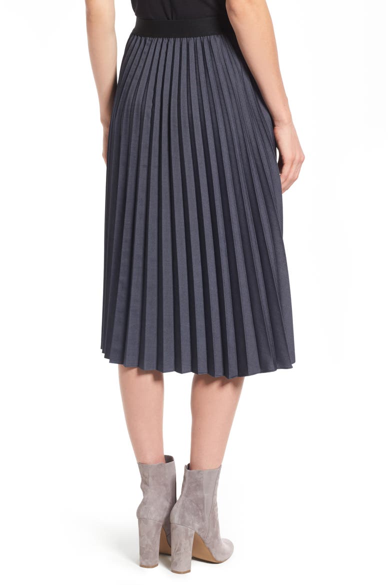 PLEATED MIDI SKIRT, Alternate, color, NAVY INDIGO