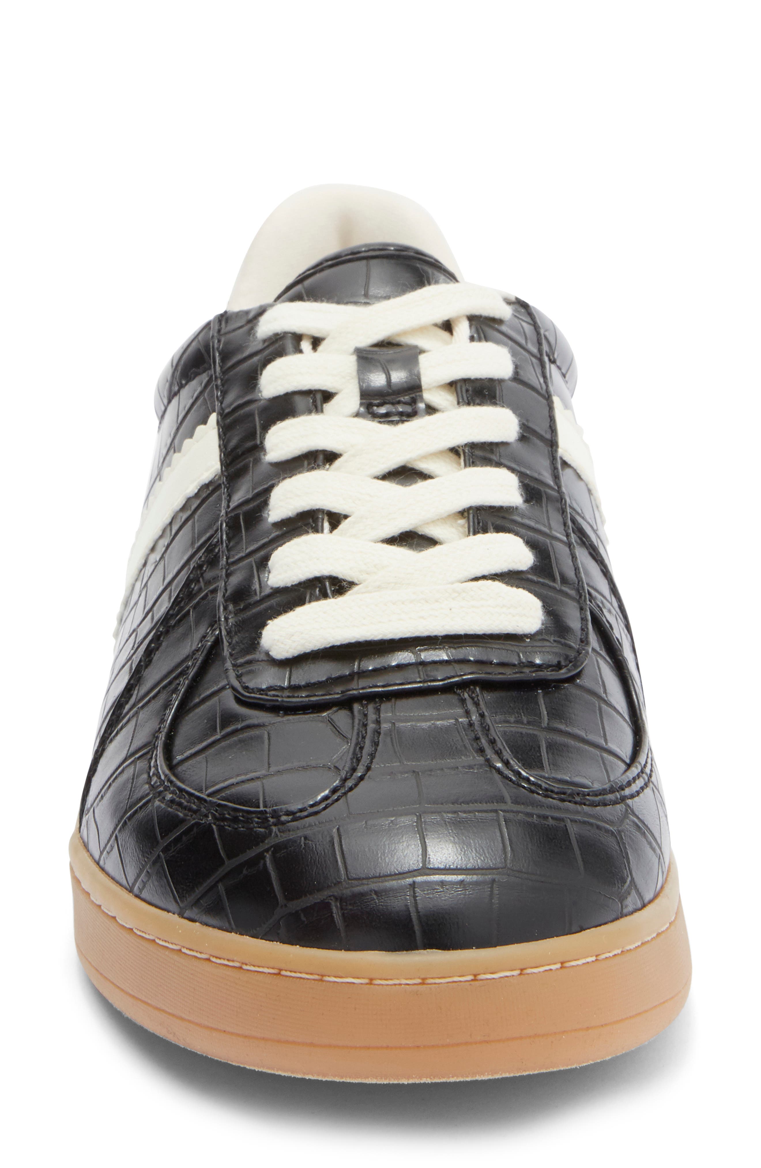 NORDSTROM RACK Philly Embossed Lace-Up Sneaker, Alternate, color, Black Croco