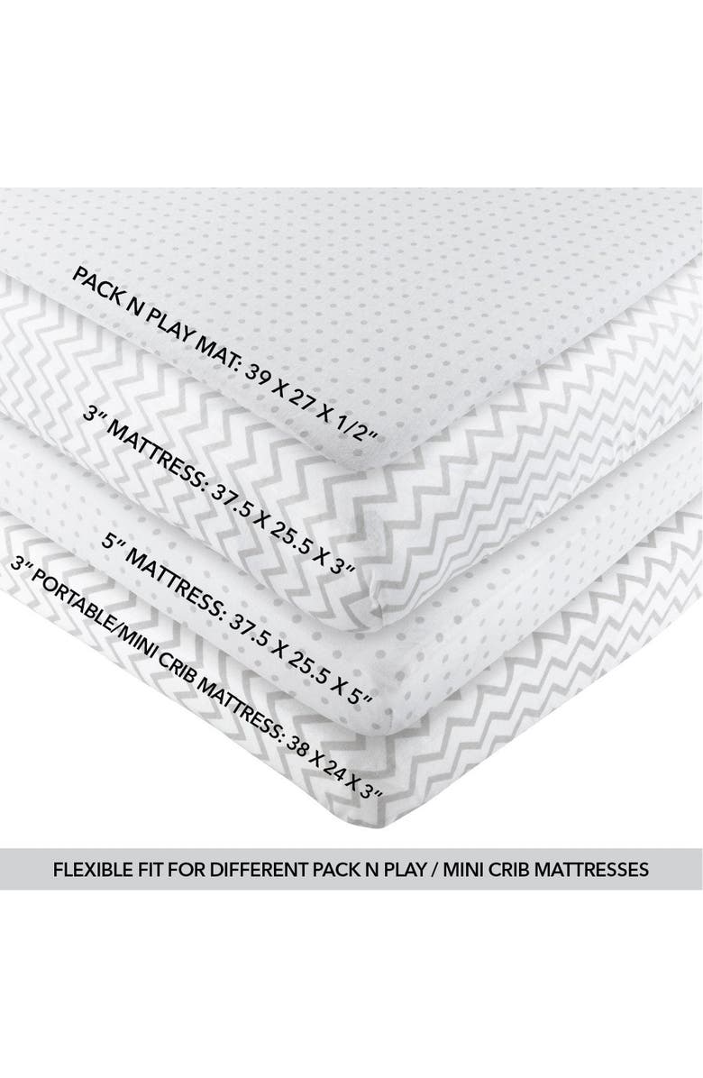 Ely's & Co. Baby Fitted Waterproof Pack N Play | Mini Portable Crib Sheet Set 2 Packs, Alternate, color, Grey Chevron & Polka Dot