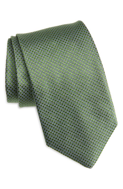 David Donahue Micro Geo Pattern Silk Classic Tie In Green