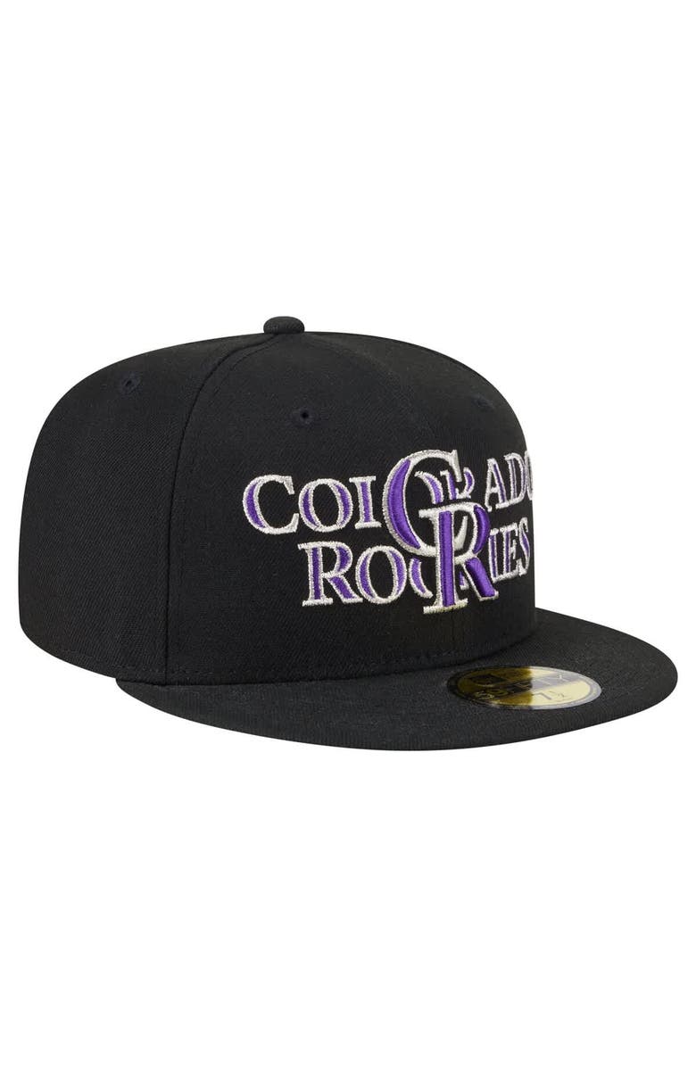 New Era Men's New Era Black Colorado Rockies Overlap 59FIFTY Fitted Hat, Alternate, color, Black