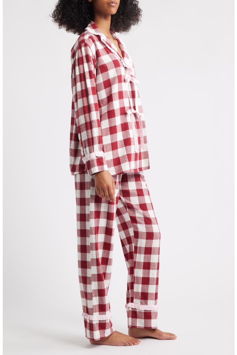 Antonella Gingham Organic Cotton Pajamas, Alternate, color, PINK