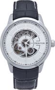 Heritor Automatic Davies Semi-Skeleton Leather-Band Watch