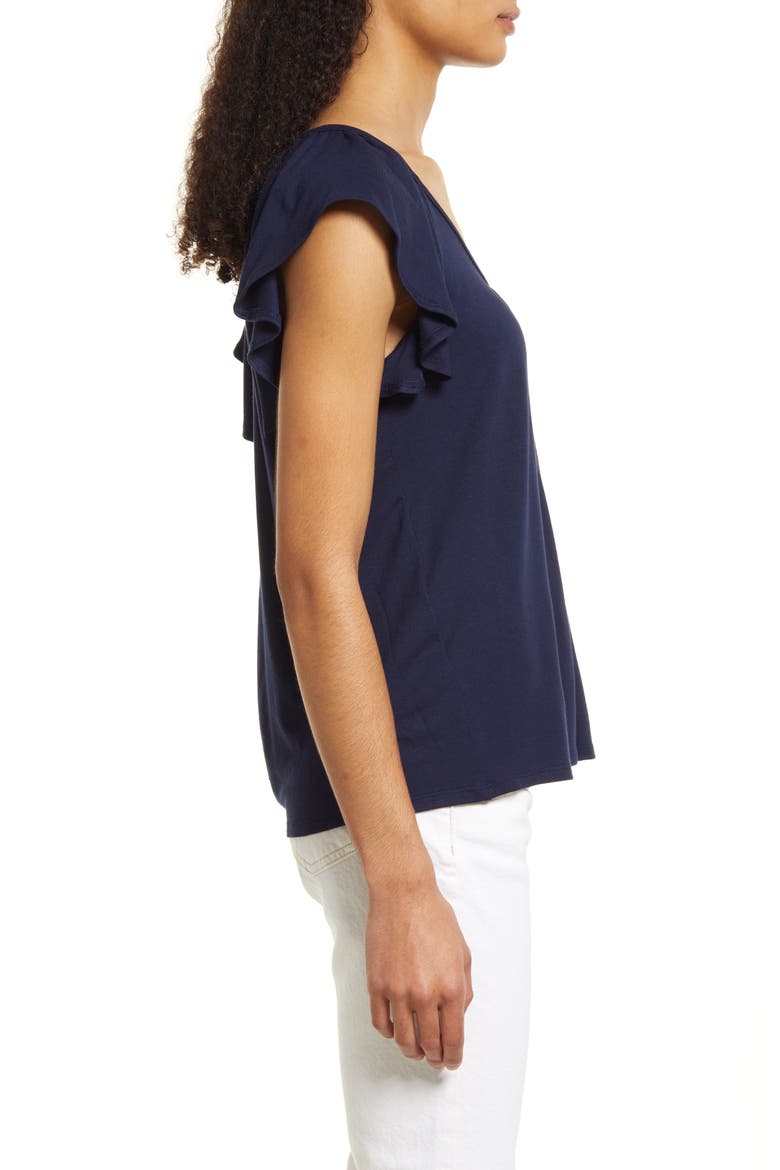 Flutter Sleeve Top, Alternate, color, NAVY