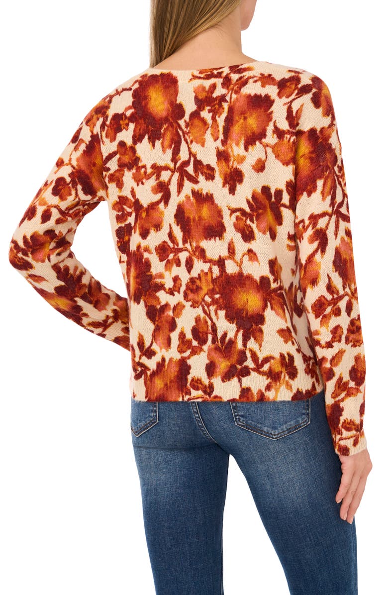CeCe Northern Lights Floral Crewneck Sweater, Alternate, color, 