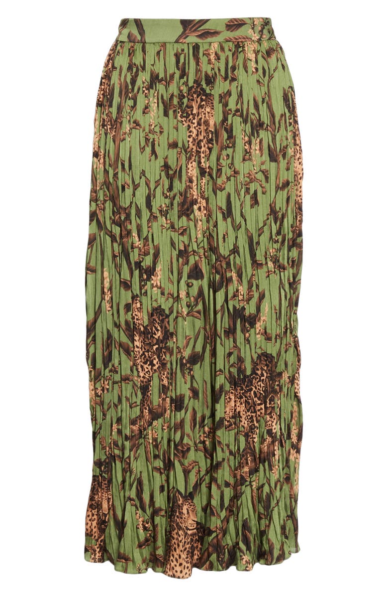 Johanna Ortiz Jaguar Print Pleated Midi Skirt, Alternate, color,