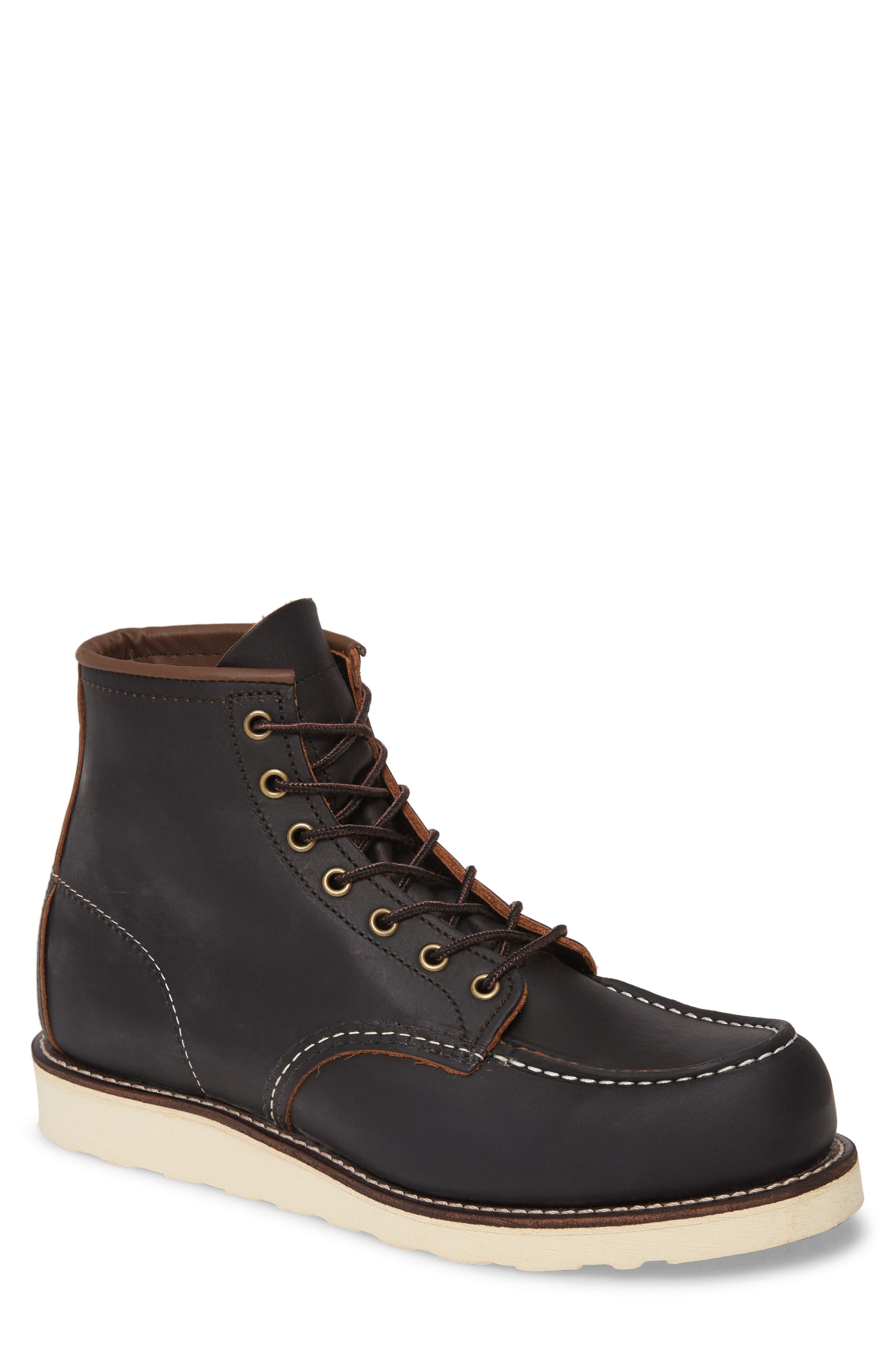 Red Wing 6 Inch Moc Toe Boot, Main, color, Black Prairie Leather