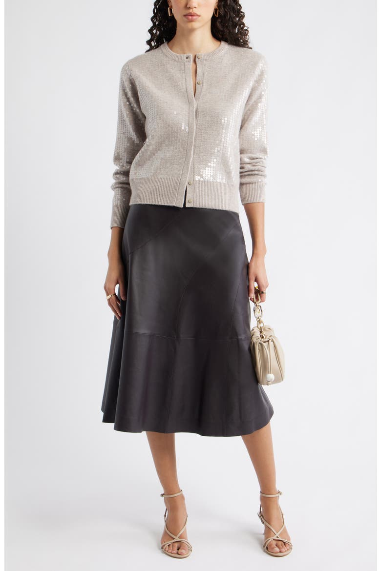 Sequin Wool & Cashmere Cardigan, Alternate, color, TAN ETHEREAL HEATHER SEQUIN