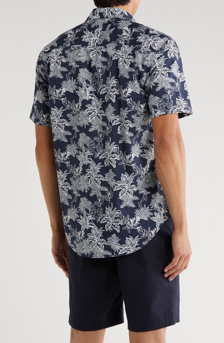 Coastaoro Mavis Leaf Print Short Sleeve Shirt, Alternate, color, Navy