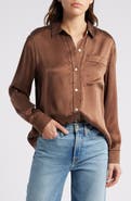 Rails Oak Button-Up Satin Shirt