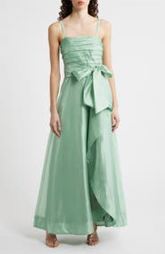 Tahari ASL Pleated Bodice Organza Gown
