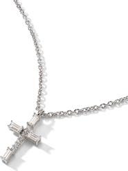 Nadri Baguette Cubic Zirconia Cross Pendant Necklace