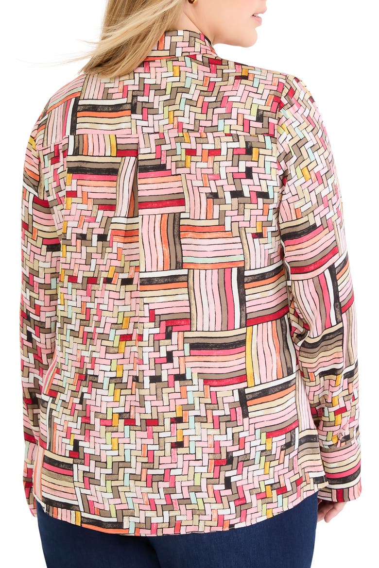 Colorweave Button-Up Top, Alternate, color, PINK MULTI