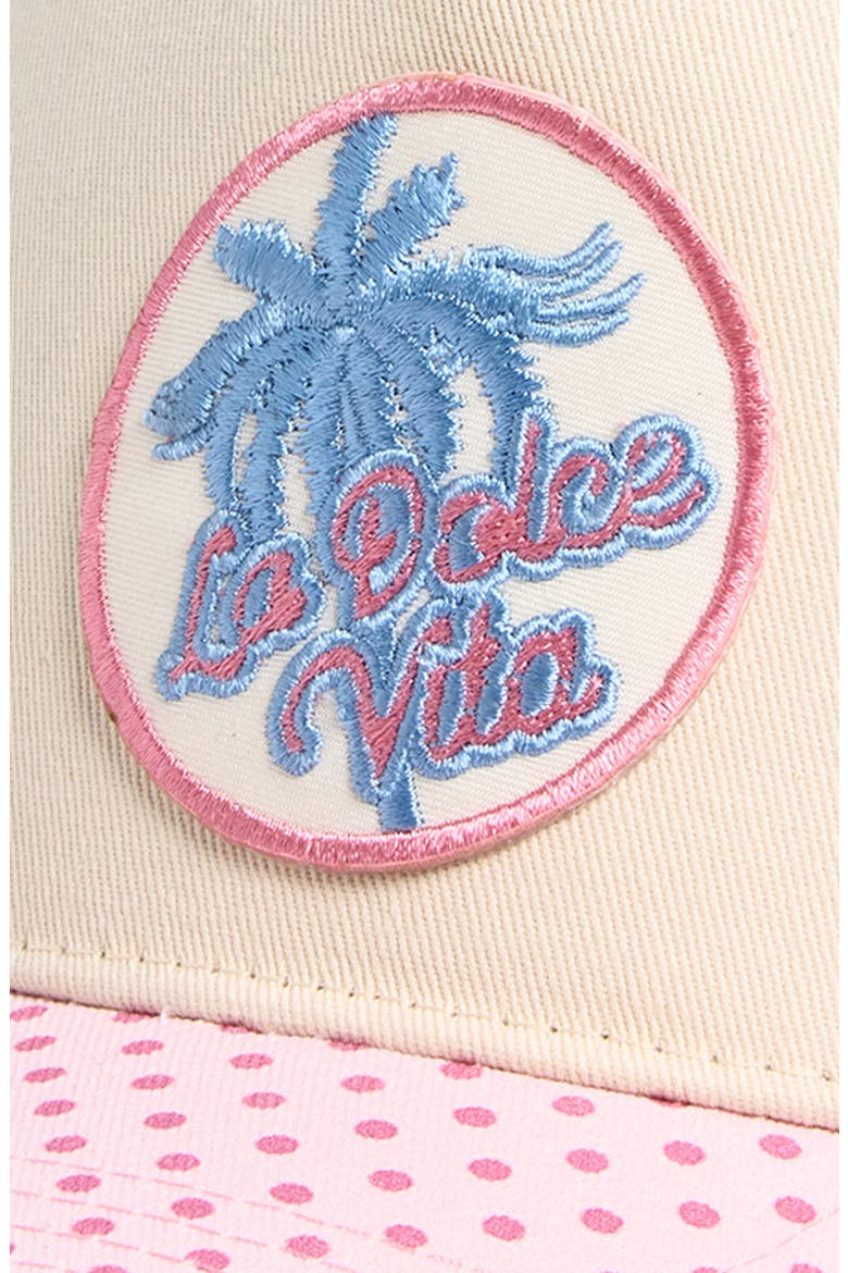 La Dolce Vita Canvas Baseball Cap, Alternate, color, PINK POLKA DOT