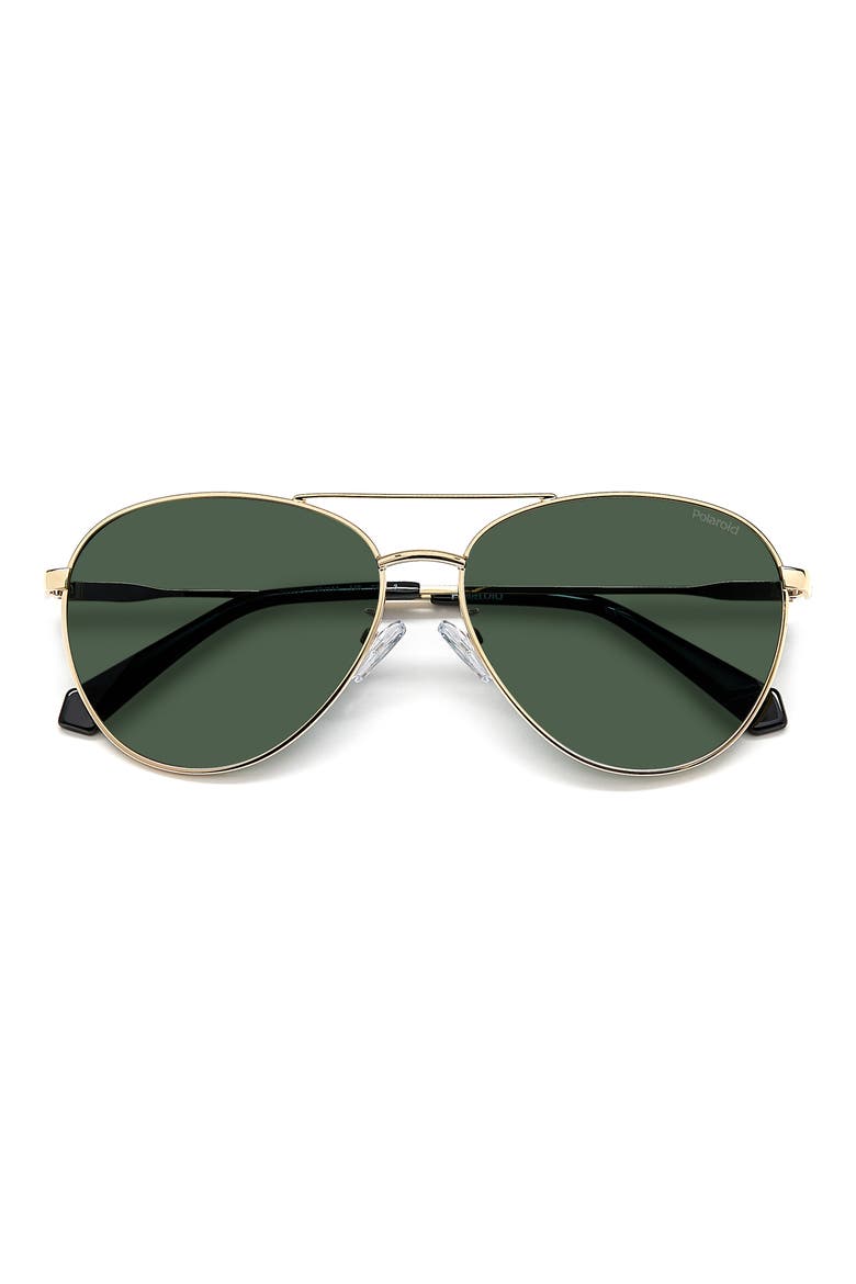 60mm Polarized Aviator Sunglasses, Main, color, GOLD GREEN/ GREEN POLARIZED