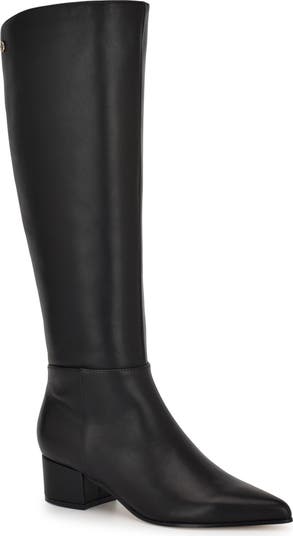 Nine west black leather knee high boots on sale