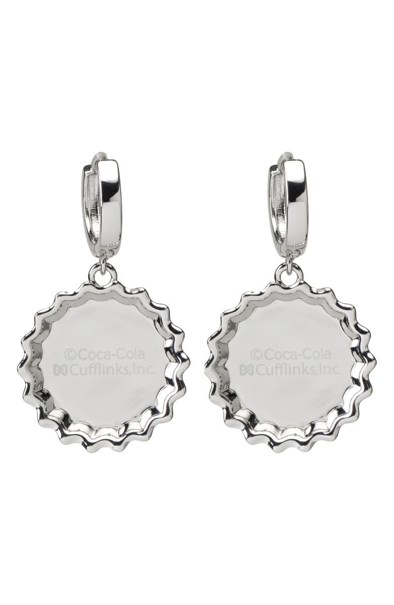 Cufflinks, Inc. Diet Coke Bottle Cap Drop Earrings, Alternate, color, Silver