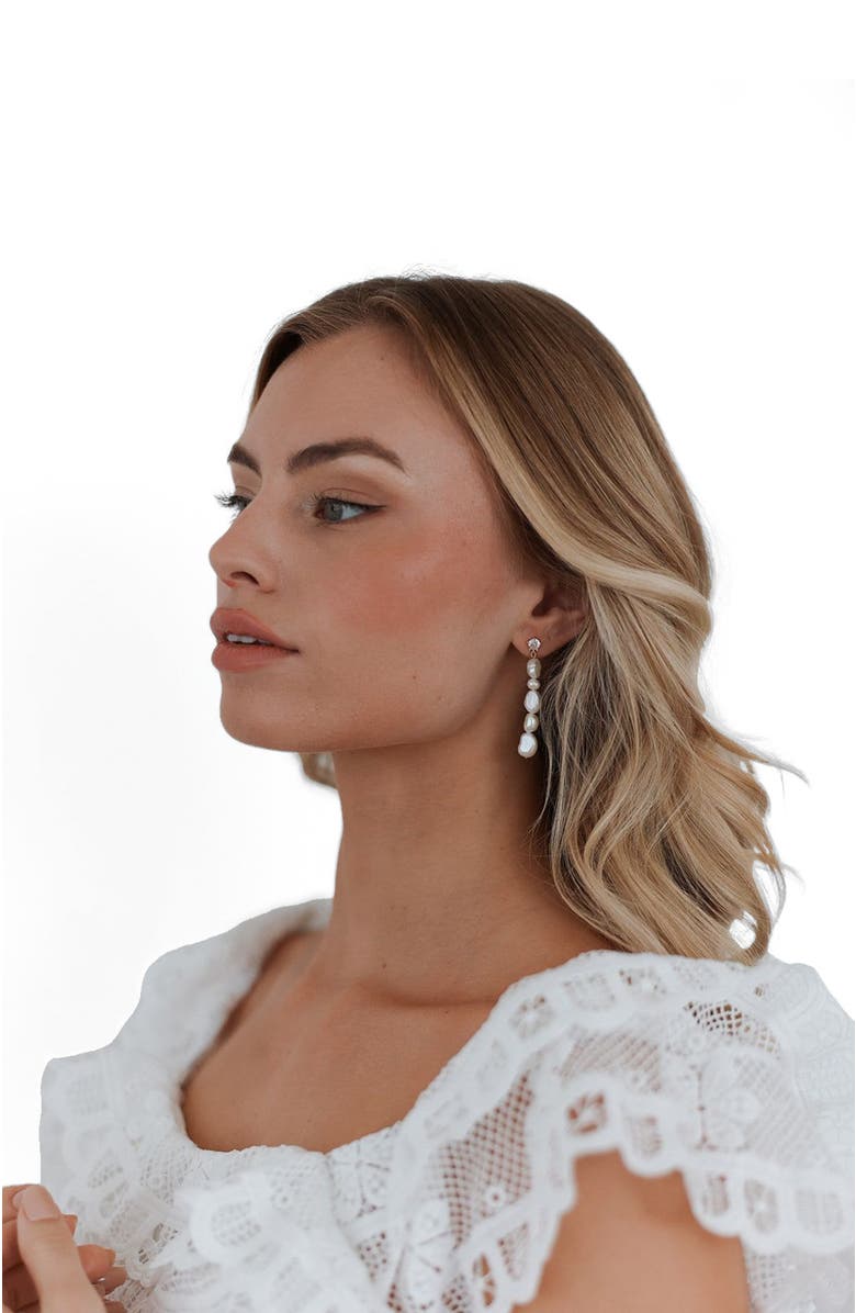 Untamed Petals Selena Pearl Drops, Alternate, color, Silver