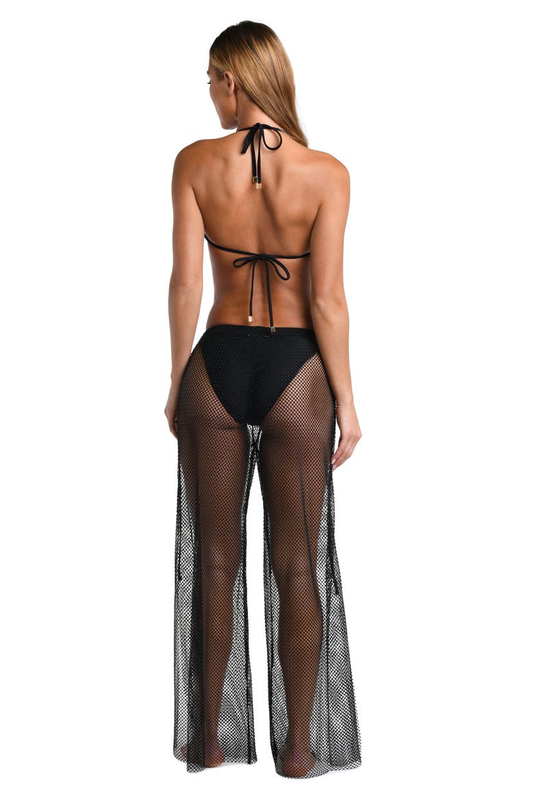 Noemi Wide Leg Mesh Cover-Up Pants, Alternate, color, BLACK