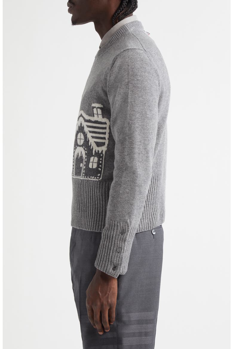 Holiday Scenery Virgin Merino Wool Crewneck Sweater, Alternate, color, LIGHT GREY