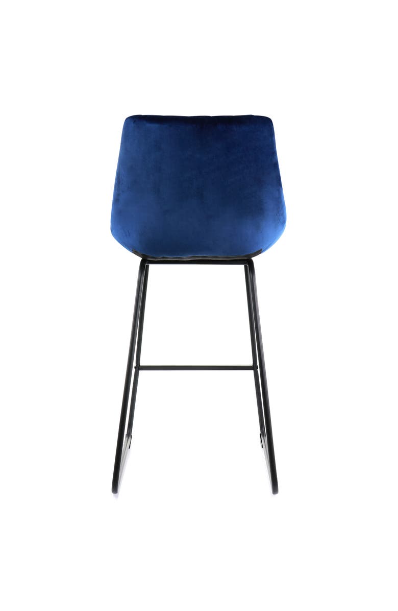 Elama 2 Piece Velvet Stripe Stitch Bar Chair with Metal Legs, Alternate, color, Royal Blue