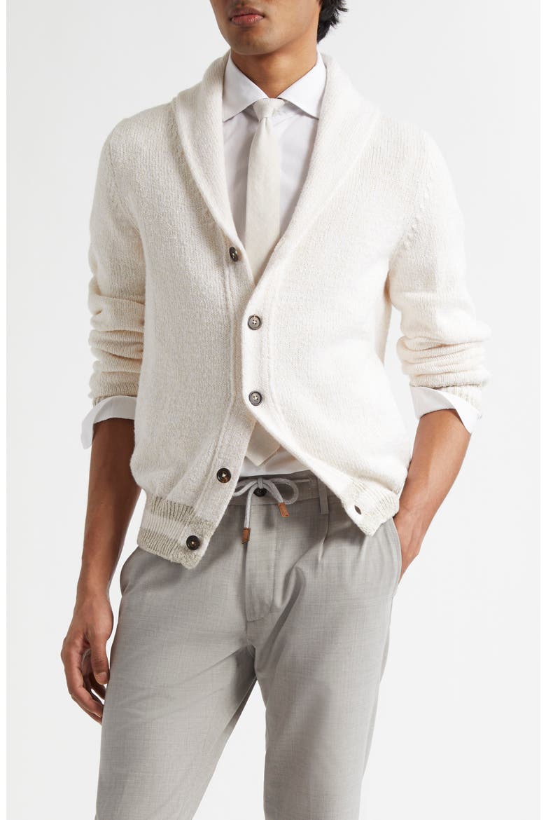 Shawl Collar Cardigan, Main, color, WHITE SAND AND WHITE